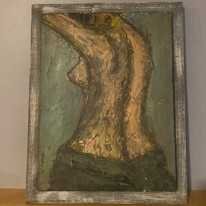 Vintage Textured oil painting of a nude torso signed "Chaplin 60".